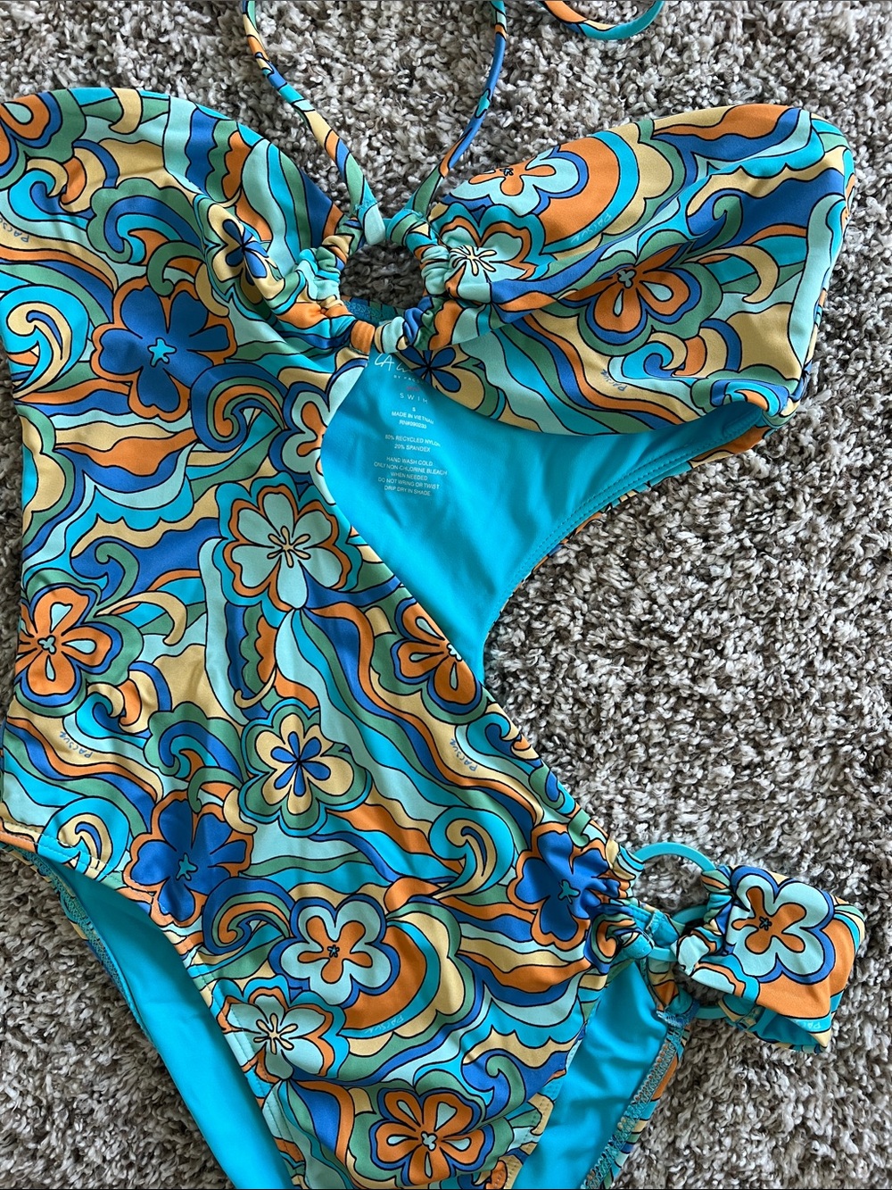 LA Hearts by PacSun Women's Halter Floral Cutout One Piece Swimsuit Size Small - Picture 3 of 7